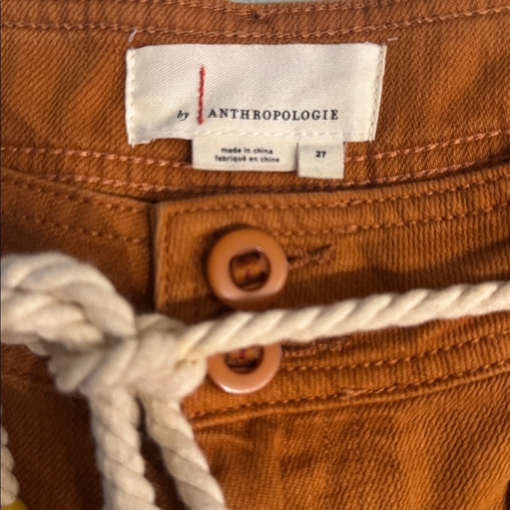 Anthropologie Rust Linen Blend Shorts | Rope Belt | Size 27 | Boho Summer - Picture 3 of 5